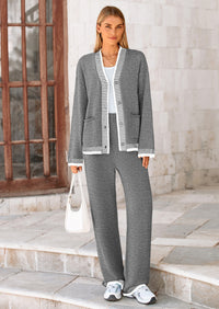 PRETTYGARDEN Lounge Sets for Women Fall Loungewear 2 Piece Outfits Cardigan Sweaters Track Suit Matching Winter Clothing