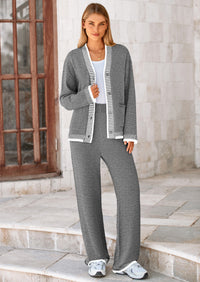 PRETTYGARDEN Lounge Sets for Women Fall Loungewear 2 Piece Outfits Cardigan Sweaters Track Suit Matching Winter Clothing