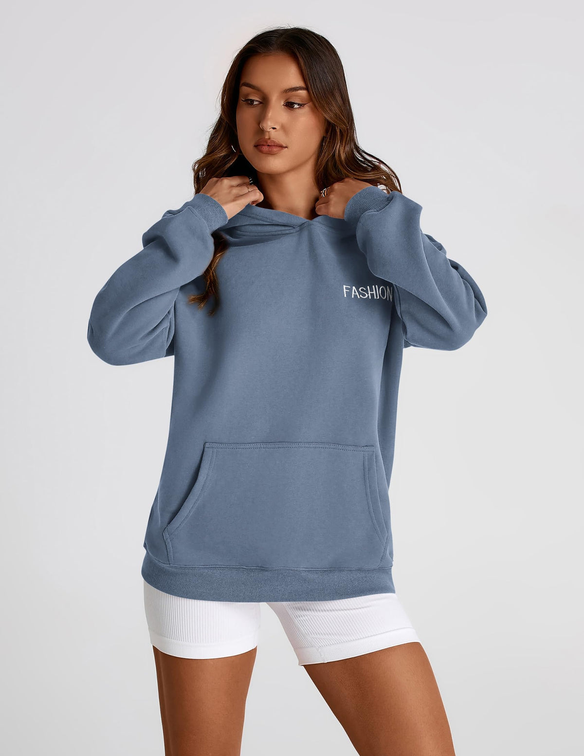 Womens Long Sleeve Hoodies   Fall Fashion Outfits Solid Oversized Pullover Sweatshirts Clothes with Pockets