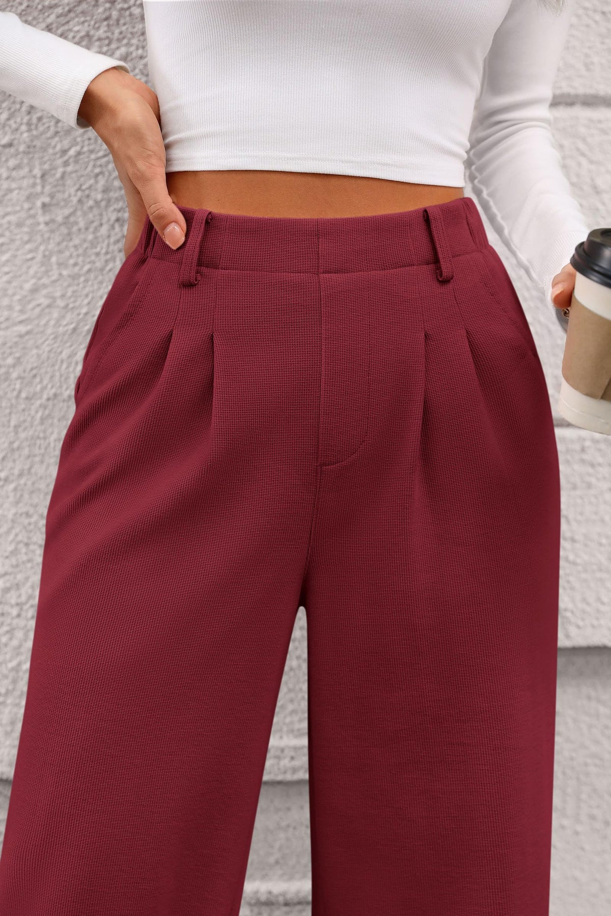 Women's Wide Leg Dress Pants Dressy Casual High Elastic Waisted Work Office Trousers Palazzo Pants