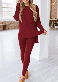 Fall 2 Piece Outfits Casual Long Sleeve Tunic Tops Legging Pants Matching Lounge Sets Sweatsuits