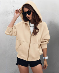 Women's Zip Up Hoodie Sweatshirt Y2K Fall Fashion Clothes Long Sleeve Loose Fit Pockets Casual Trendy Jacket