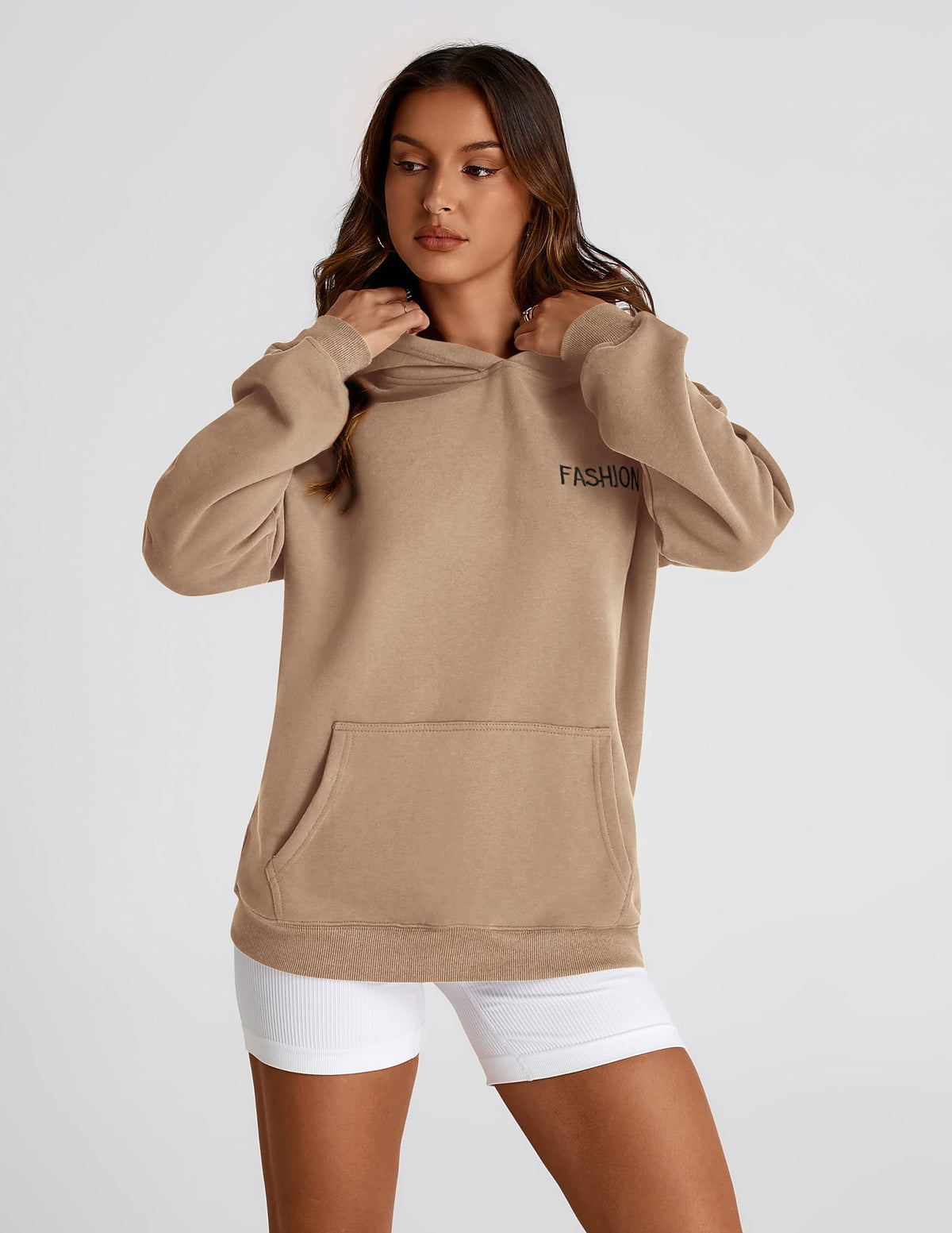 Womens Long Sleeve Hoodies   Fall Fashion Outfits Solid Oversized Pullover Sweatshirts Clothes with Pockets