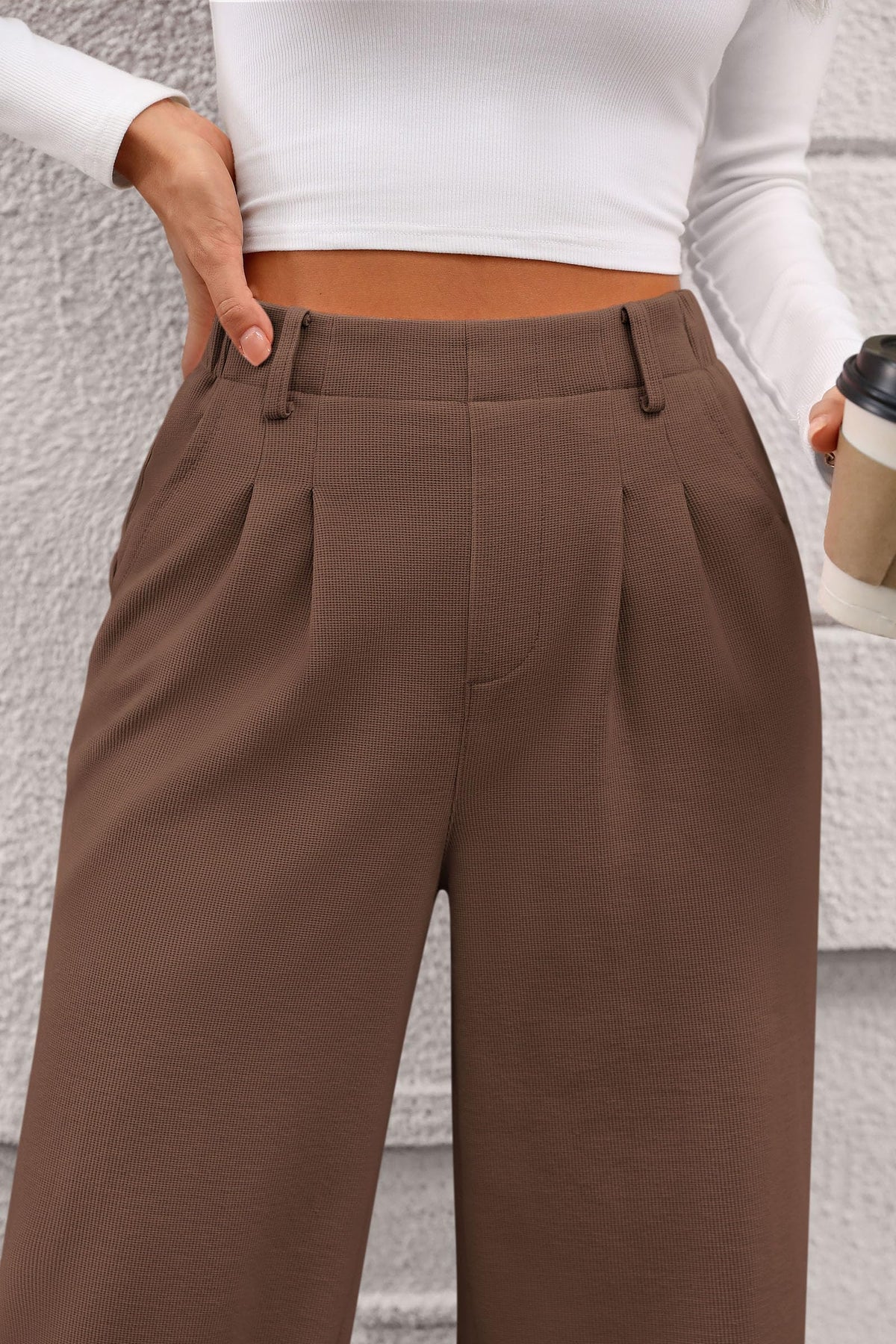 Women's Wide Leg Dress Pants Dressy Casual High Elastic Waisted Work Office Trousers Palazzo Pants