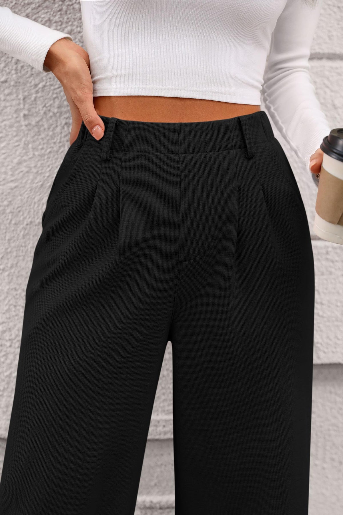 Women's Wide Leg Dress Pants Dressy Casual High Elastic Waisted Work Office Trousers Palazzo Pants