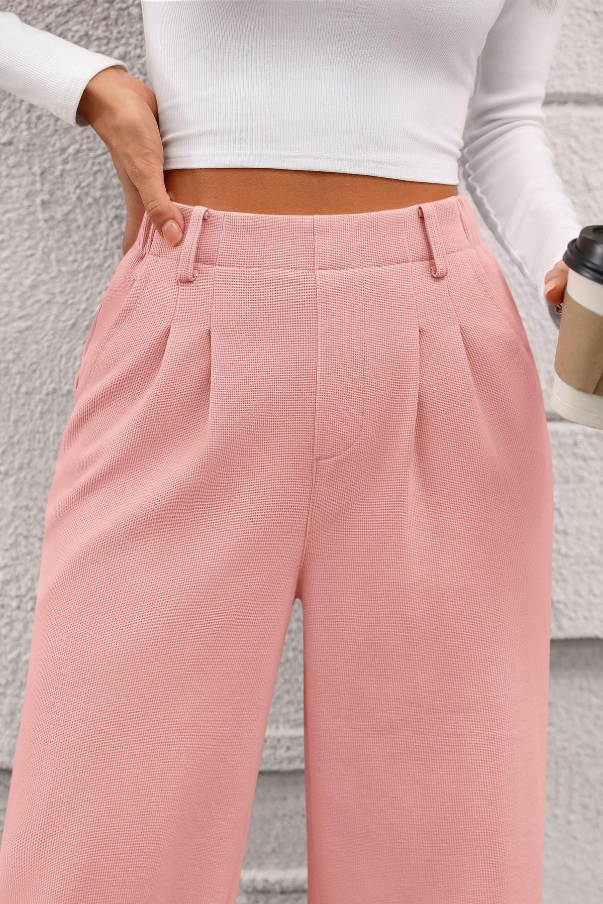 Women's Wide Leg Dress Pants Dressy Casual High Elastic Waisted Work Office Trousers Palazzo Pants