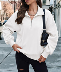 Women's Half Zip Sweatshirts Long Sleeve Cropped Pullover Tops Fall Fashion Y2K Clothes