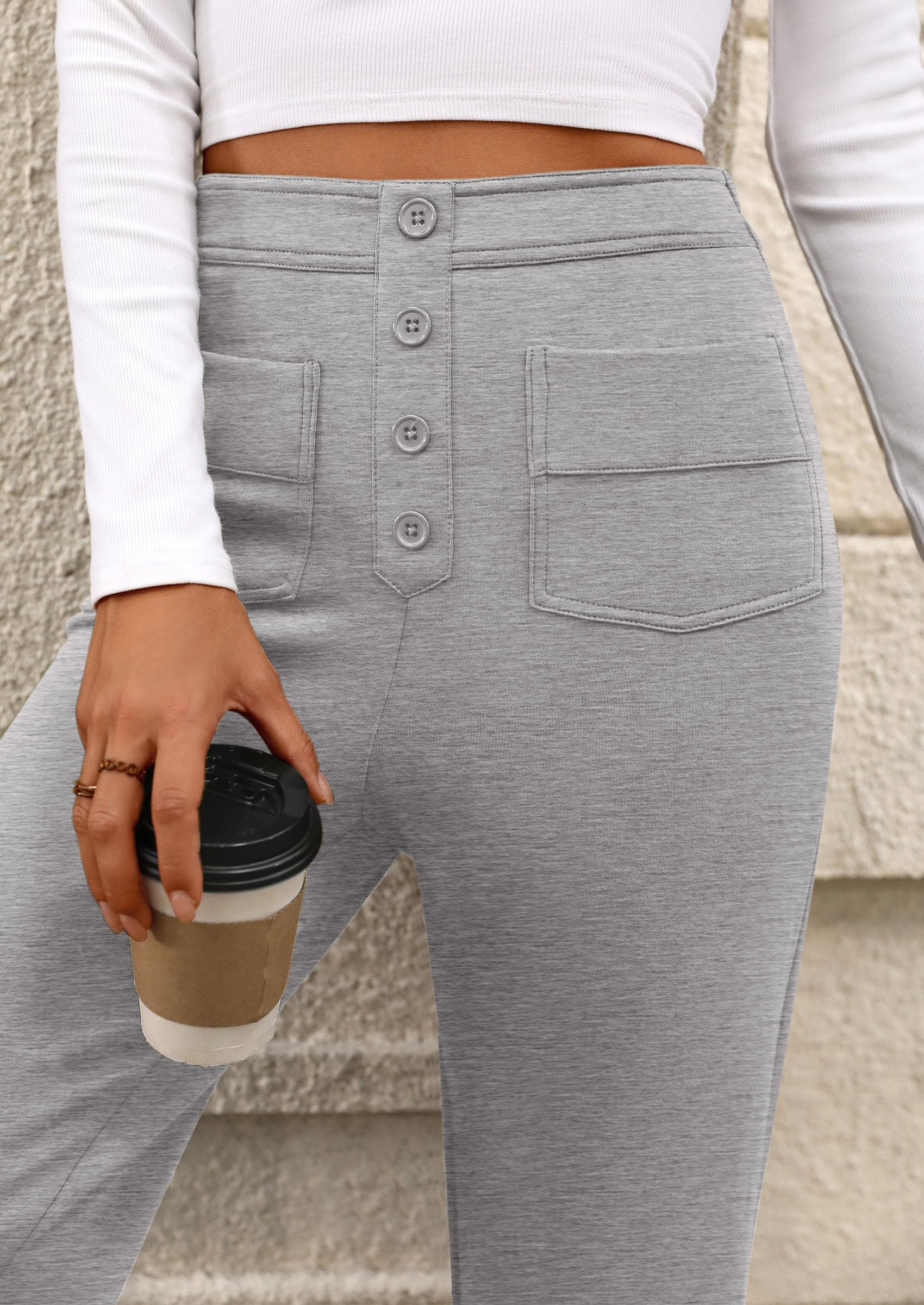 PRETTYGARDEN Women's Dressy Casual Dress Pants Straight Leg High Elastic Waisted Stretch Trouser Slacks