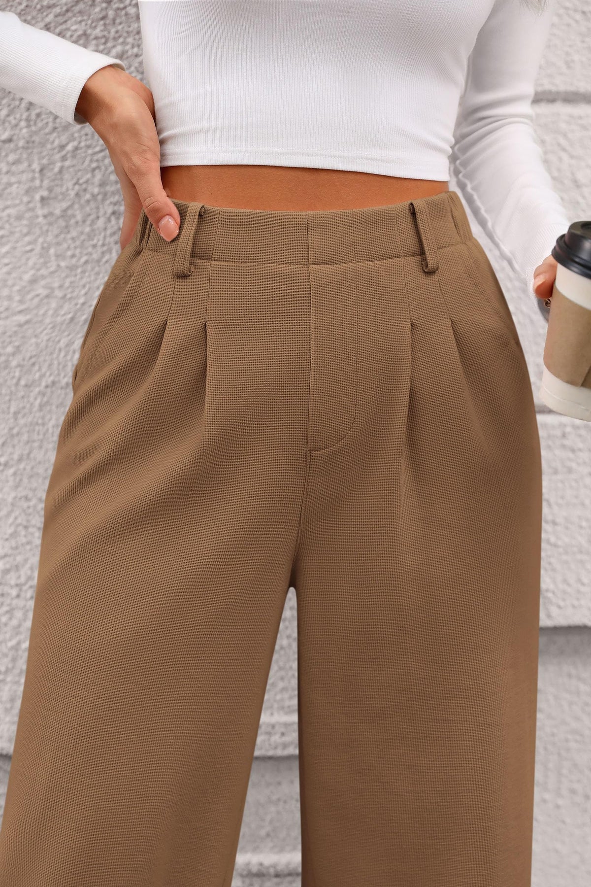 Women's Wide Leg Dress Pants Dressy Casual High Elastic Waisted Work Office Trousers Palazzo Pants