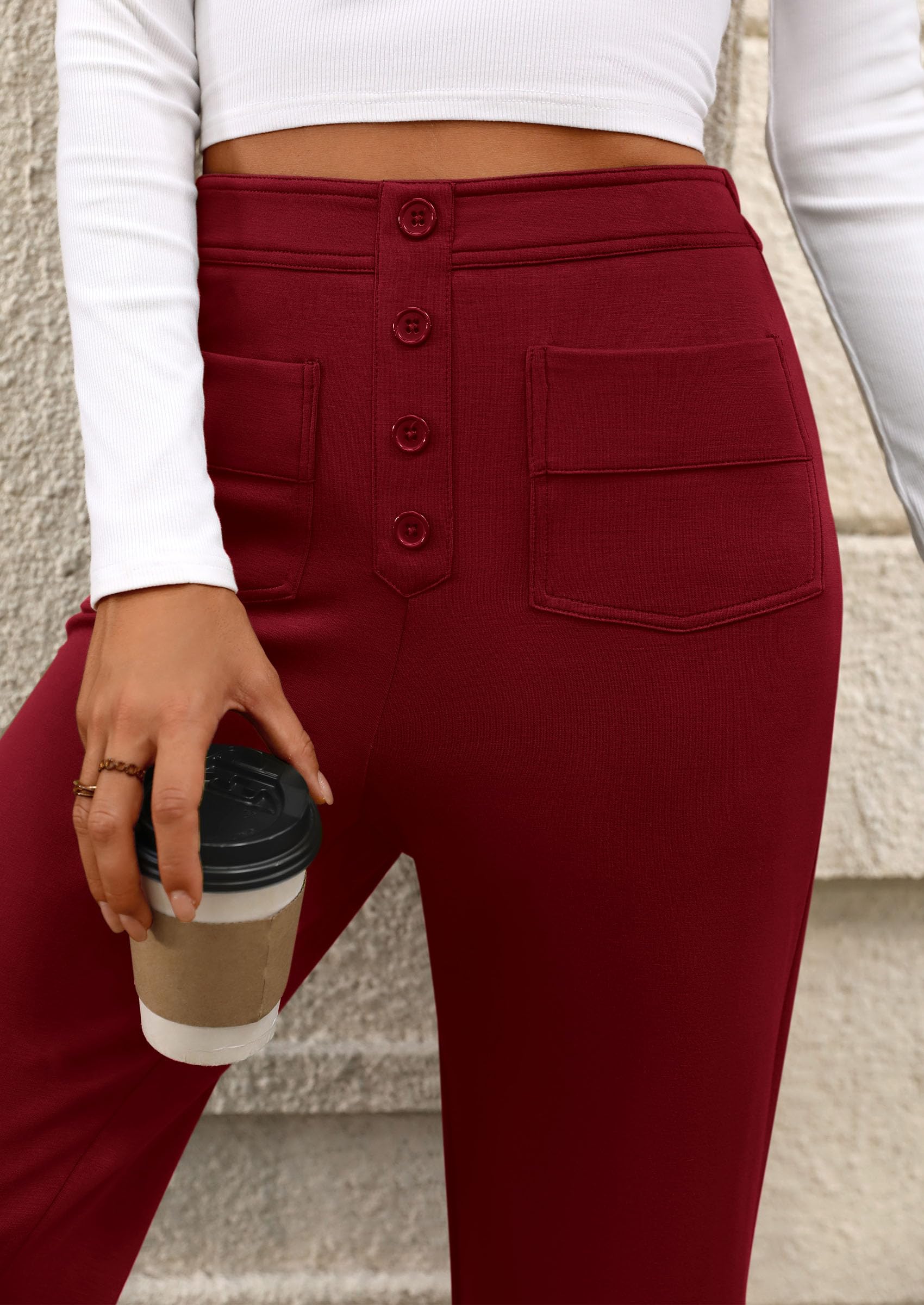 PRETTYGARDEN Women's Dressy Casual Dress Pants Straight Leg High Elastic Waisted Stretch Trouser Slacks