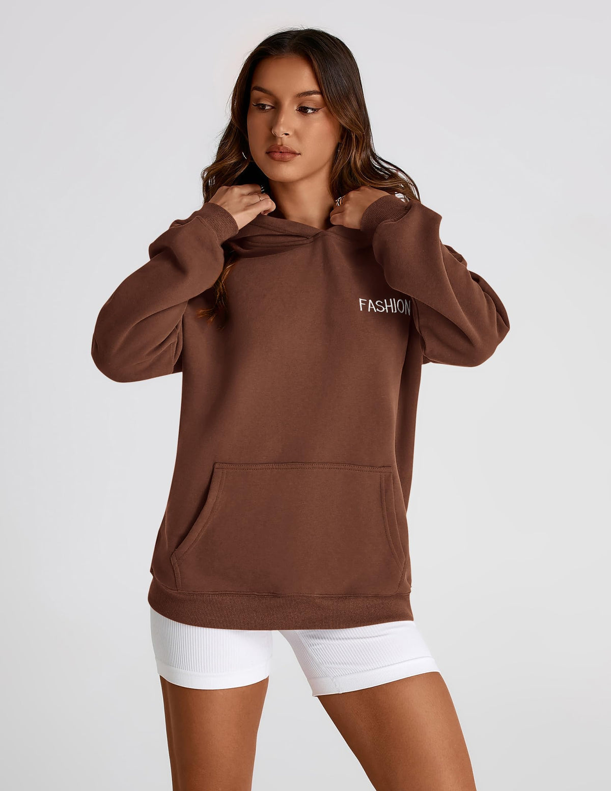 Womens Long Sleeve Hoodies   Fall Fashion Outfits Solid Oversized Pullover Sweatshirts Clothes with Pockets