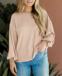 Women's Long Sleeve Tee Shirts Fall Trendy Clothes Casual Loose Crewneck Ribbed Blouse Tunic Tops