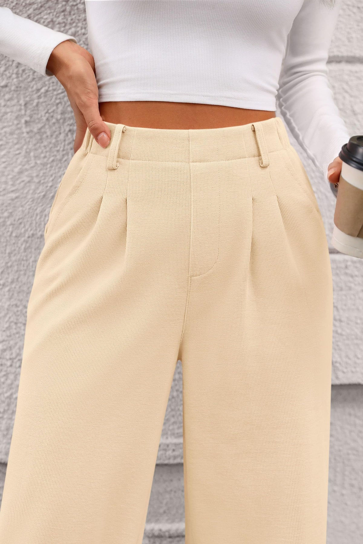 Women's Wide Leg Dress Pants Dressy Casual High Elastic Waisted Work Office Trousers Palazzo Pants