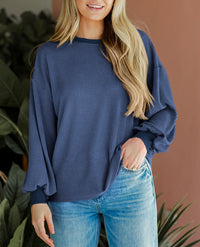 Women's Long Sleeve Tee Shirts Fall Trendy Clothes Casual Loose Crewneck Ribbed Blouse Tunic Tops