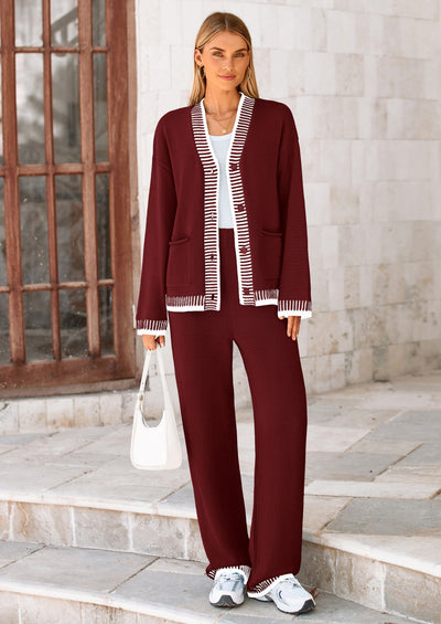 PRETTYGARDEN Lounge Sets for Women Fall Loungewear 2 Piece Outfits Cardigan Sweaters Track Suit Matching Winter Clothing