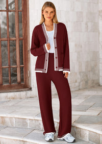PRETTYGARDEN Lounge Sets for Women Fall Loungewear 2 Piece Outfits Cardigan Sweaters Track Suit Matching Winter Clothing