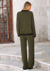 PRETTYGARDEN Lounge Sets for Women Fall Loungewear 2 Piece Outfits Cardigan Sweaters Track Suit Matching Winter Clothing