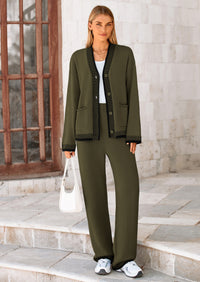 PRETTYGARDEN Lounge Sets for Women Fall Loungewear 2 Piece Outfits Cardigan Sweaters Track Suit Matching Winter Clothing