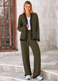 PRETTYGARDEN Lounge Sets for Women Fall Loungewear 2 Piece Outfits Cardigan Sweaters Track Suit Matching Winter Clothing