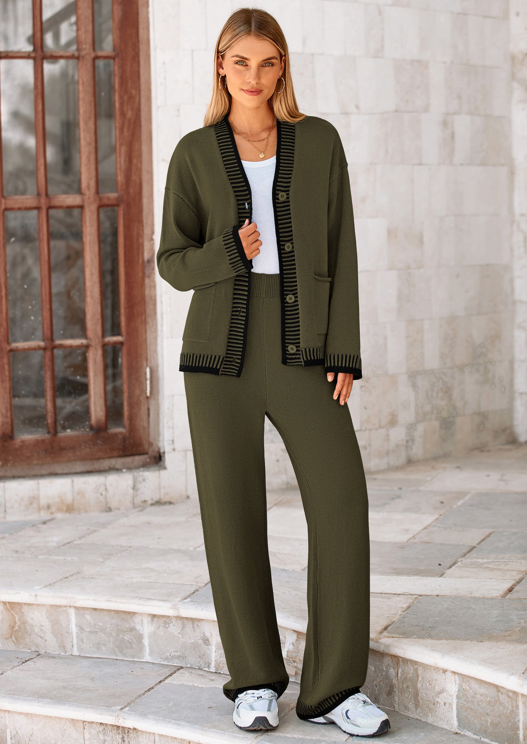 PRETTYGARDEN Lounge Sets for Women Fall Loungewear 2 Piece Outfits Cardigan Sweaters Track Suit Matching Winter Clothing