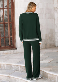 PRETTYGARDEN Lounge Sets for Women Fall Loungewear 2 Piece Outfits Cardigan Sweaters Track Suit Matching Winter Clothing