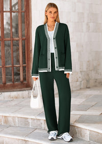 PRETTYGARDEN Lounge Sets for Women Fall Loungewear 2 Piece Outfits Cardigan Sweaters Track Suit Matching Winter Clothing