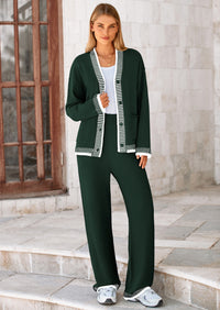 PRETTYGARDEN Lounge Sets for Women Fall Loungewear 2 Piece Outfits Cardigan Sweaters Track Suit Matching Winter Clothing