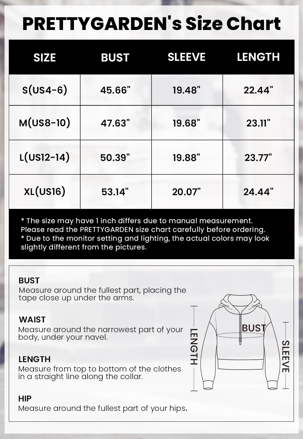 PRETTYGARDEN Women's Hooded Sweatshirts Long Sleeve Half Zip Cropped Hoodie Pullover Winter Fashion Clothes