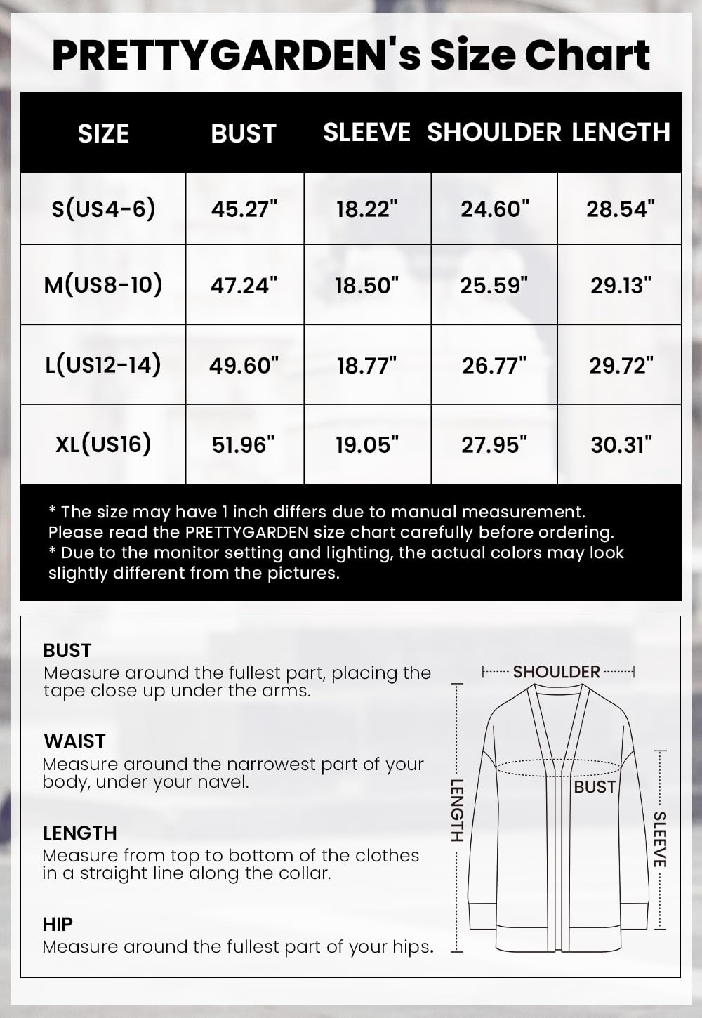 PRETTYGARDEN Women's Winter Striped Cardigan Sweaters Long Sleeve Button Down Open Front Chunky Knit Oversized Sweater Coat