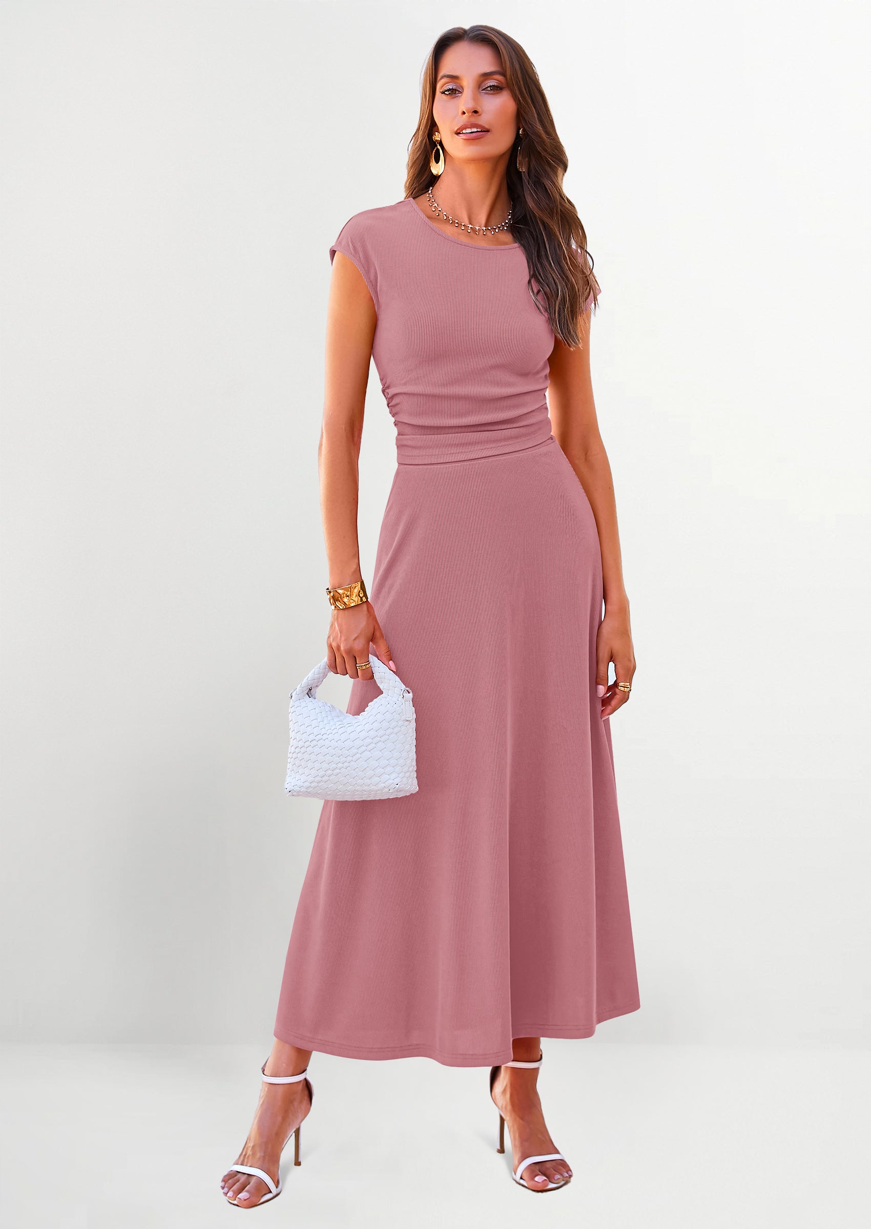 PRETTYGARDEN Summer Two Piece Skirt Set for Women Dressy Casual Knit M
