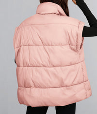 Women's Puffer Vest Fall Casual Stand Collar Lightweight Sleeveless Zip Up Padded Jackets Outerwear