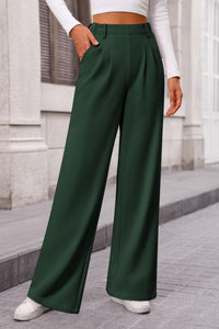 Women's Wide Leg Dress Pants Dressy Casual High Elastic Waisted Work Office Trousers Palazzo Pants