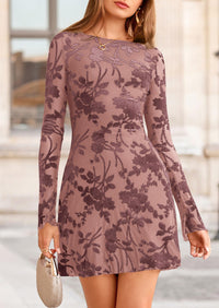 PRETTYGARDEN Women's Fall Fashion Floral Long Sleeve Mini Dress Mesh Bodycon Short Party Date Night Going Out Dresses