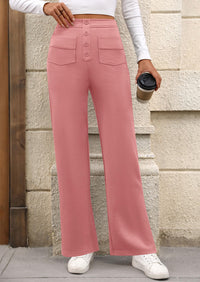 Women's Dressy Casual Dress Pants Straight Leg High Elastic Waisted Stretch Trouser Slacks