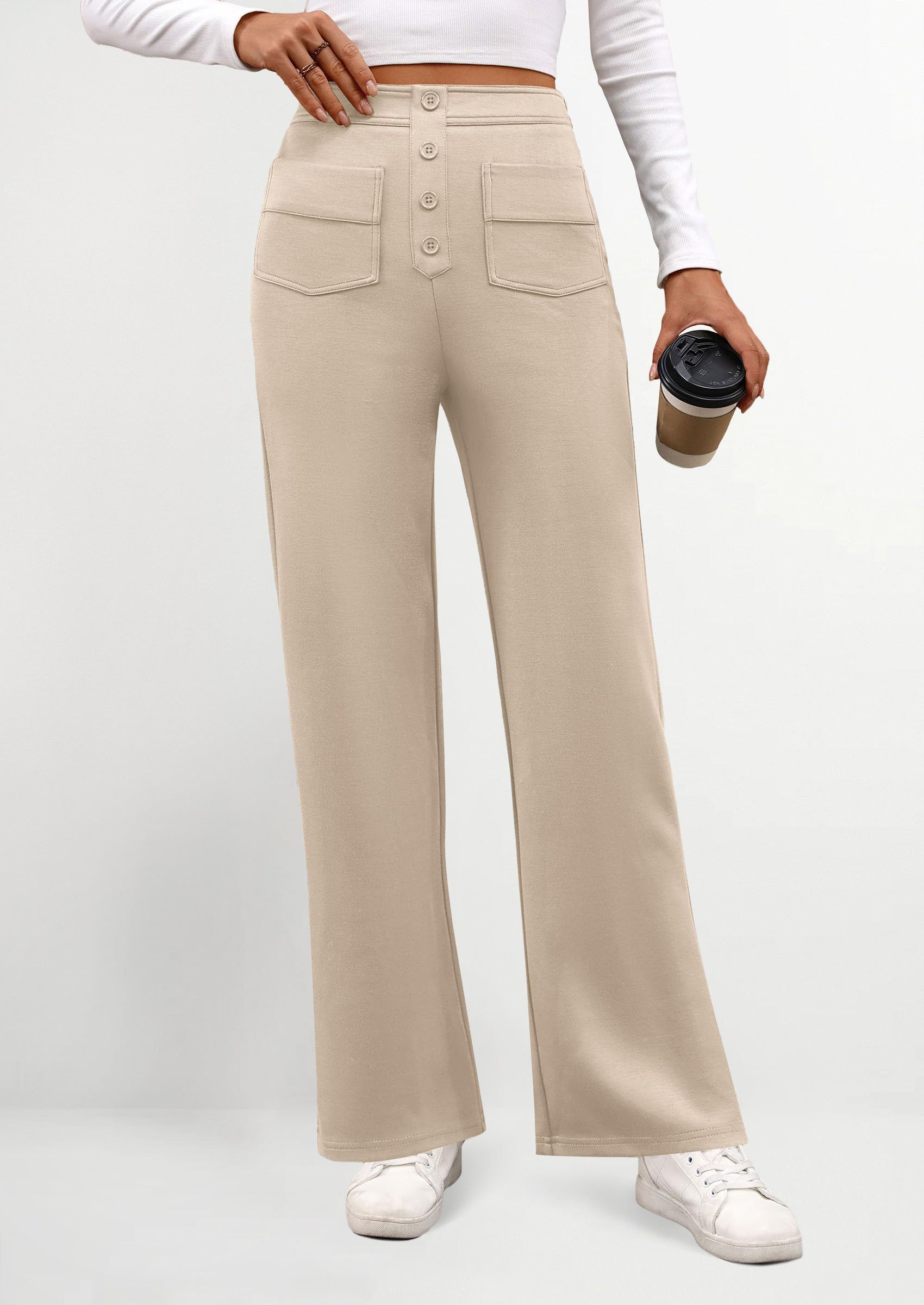 PRETTYGARDEN Women's Dressy Casual Dress Pants Straight Leg High Elast