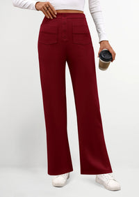 PRETTYGARDEN Women's Dressy Casual Dress Pants Straight Leg High Elastic Waisted Stretch Trouser Slacks