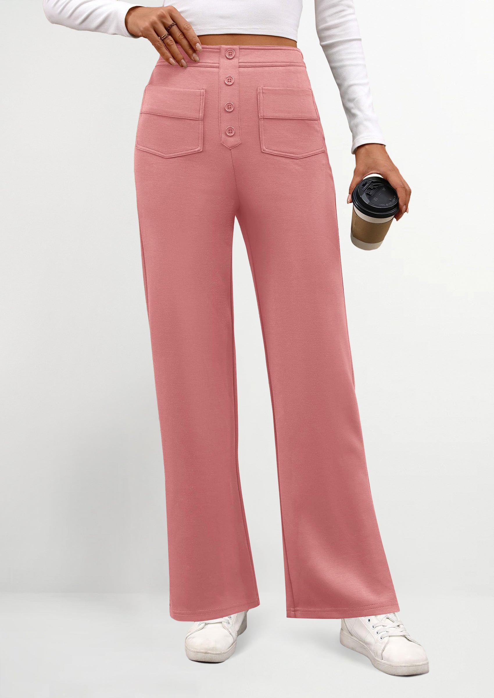 PRETTYGARDEN Women's Dressy Casual Dress Pants Straight Leg High Elast