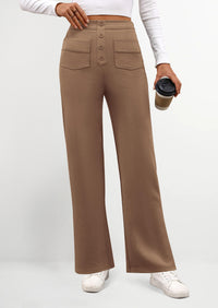 PRETTYGARDEN Women's Dressy Casual Dress Pants Straight Leg High Elastic Waisted Stretch Trouser Slacks