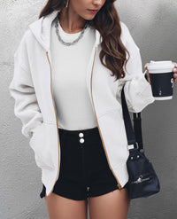 Women's Zip Up Hoodie Sweatshirt Y2K Fall Fashion Clothes Long Sleeve Loose Fit Pockets Casual Trendy Jacket