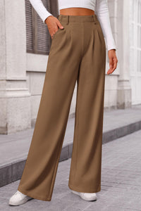 Women's Wide Leg Dress Pants Dressy Casual High Elastic Waisted Work Office Trousers Palazzo Pants