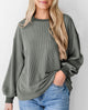 Women's Long Sleeve Tee Shirts Fall Trendy Clothes Casual Loose Crewneck Ribbed Blouse Tunic Tops