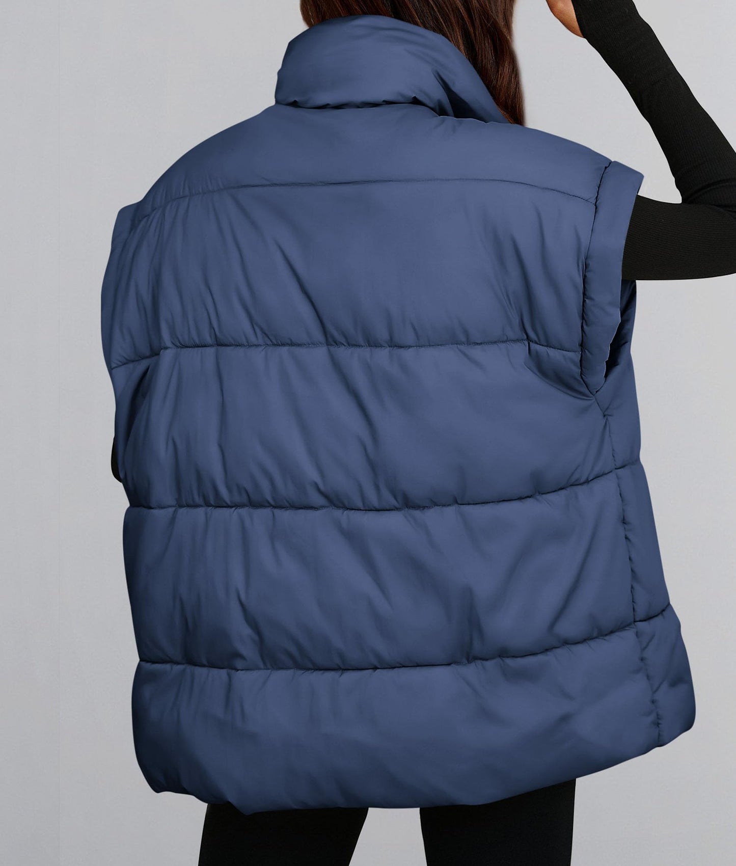 Women's Puffer Vest Fall Casual Stand Collar Lightweight Sleeveless Zip Up Padded Jackets Outerwear