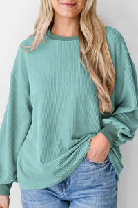 Women's Long Sleeve Tee Shirts Fall Trendy Clothes Casual Loose Crewneck Ribbed Blouse Tunic Tops