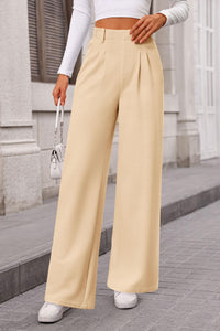 Women's Wide Leg Dress Pants Dressy Casual High Elastic Waisted Work Office Trousers Palazzo Pants