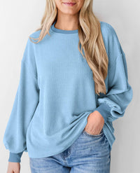 Women's Long Sleeve Tee Shirts Fall Trendy Clothes Casual Loose Crewneck Ribbed Blouse Tunic Tops