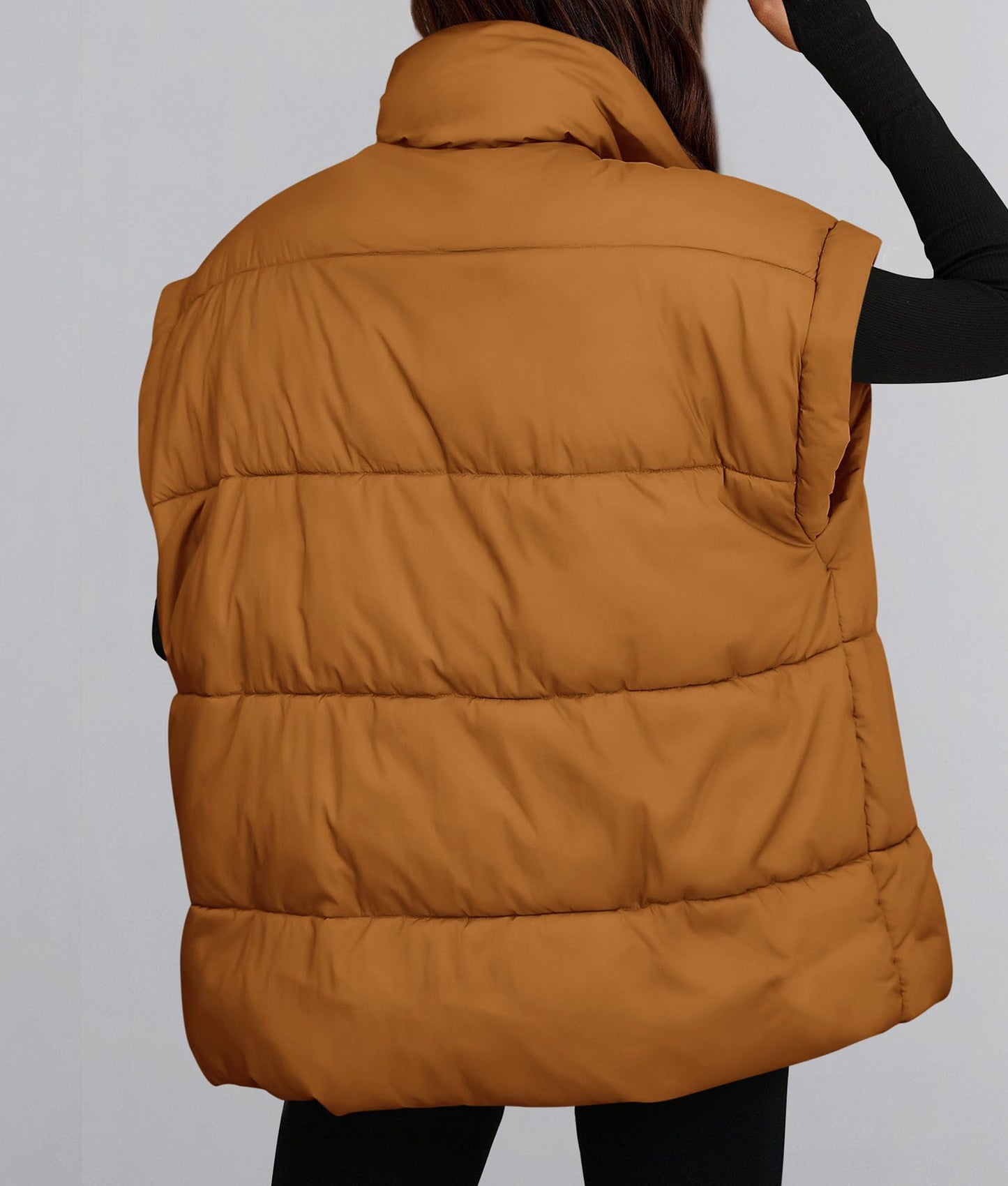 Women's Puffer Vest Fall Casual Stand Collar Lightweight Sleeveless Zip Up Padded Jackets Outerwear