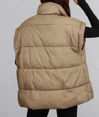 Women's Puffer Vest Fall Casual Stand Collar Lightweight Sleeveless Zip Up Padded Jackets Outerwear