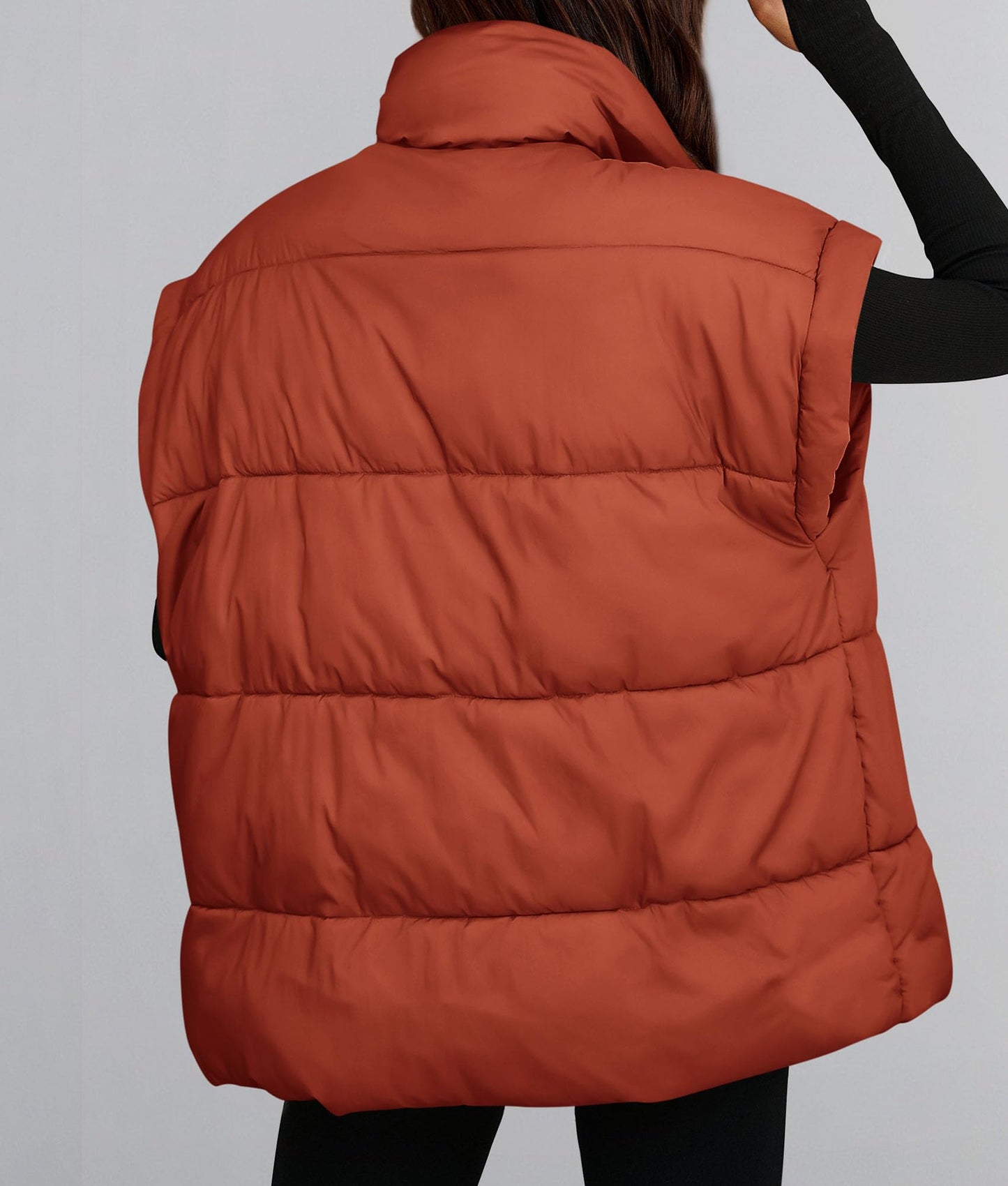 Women's Puffer Vest Fall Casual Stand Collar Lightweight Sleeveless Zip Up Padded Jackets Outerwear