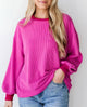 Women's Long Sleeve Tee Shirts Fall Trendy Clothes Casual Loose Crewneck Ribbed Blouse Tunic Tops