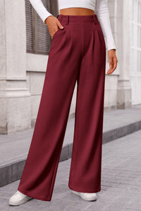 Women's Wide Leg Dress Pants Dressy Casual High Elastic Waisted Work Office Trousers Palazzo Pants